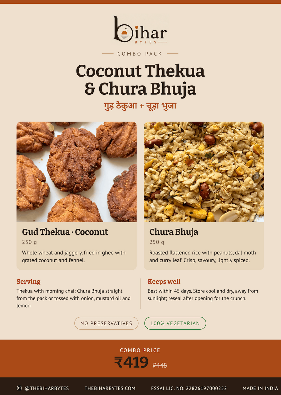 Coconut Thekua and Chura bhuja Thekua